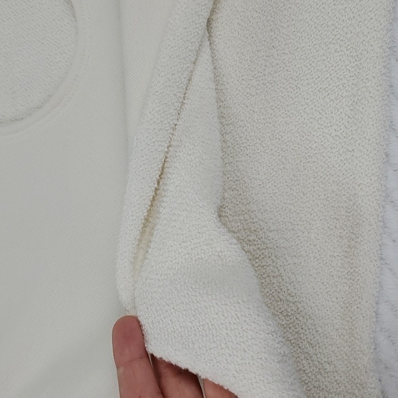 SAVVI Malia Small Cream Ivory Racerback Cut Out Detail Raw Hem Sweatshirt Small - Picture 16 of 17